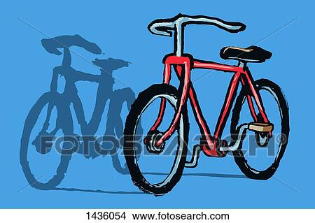 Stock Illustration - Illustrative image of bicycle parked against blue background. Fotosearch