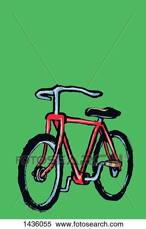 Stock Illustration - Illustrative image of bicycle parked against green background. Fotosearch