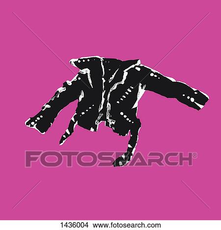 Stock Illustration - Illustrative image of black biker jacket on pink background. Fotosearch
