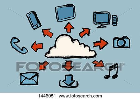 Clip Art - Illustrative image of cloud computing against blue background. Fotosearch