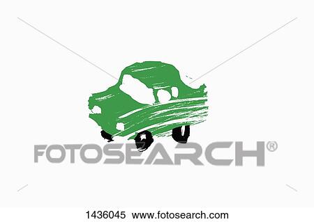 Stock Illustration - Illustrative image of green car against white background. Fotosearch