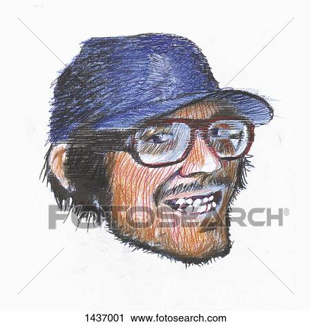 Illustrative image of happy man wearing cap and eyeglasses against white background View Large Illustration Clip Art - Illustrative image of happy man wearing cap and eyeglasses against white background. Fotosearch