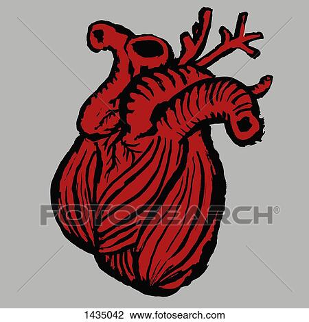 Drawing - Illustrative image of heart against gray background. Fotosearch