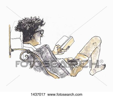 Stock Illustration - Illustrative image of man reading book against white background. Fotosearch