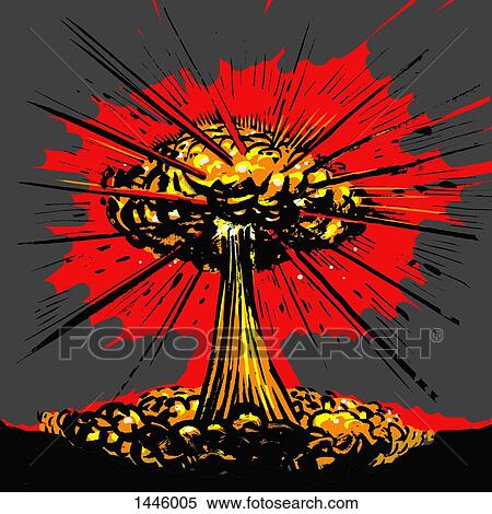 Stock Illustration - Illustrative image of nuclear explosion against gray background. Fotosearch