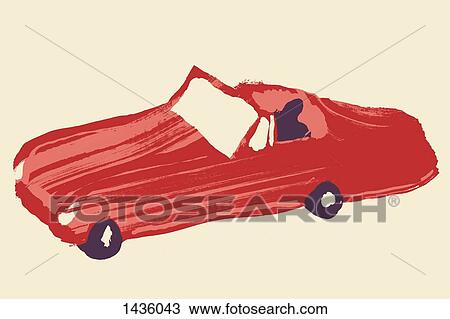 Drawing - Illustrative image of person driving red sports car against white background. Fotosearch