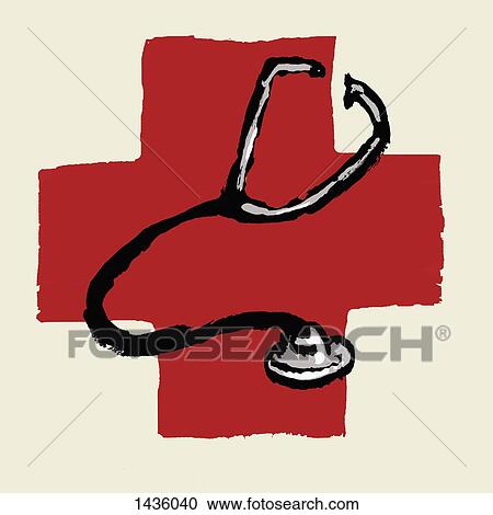 Clipart - Illustrative image of stethoscope against international red cross . Fotosearch