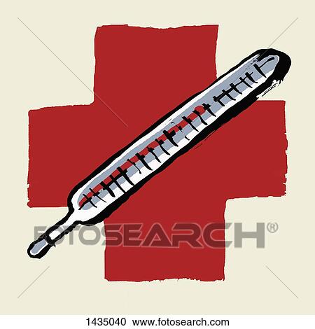 Illustrative image of thermometer against International Red Cross View Large Illustration Clipart - Illustrative image of thermometer against International Red Cross. Fotosearch