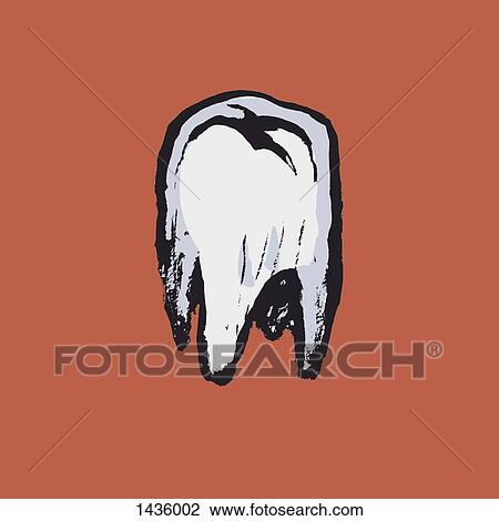 Drawing - Illustrative image of tooth on orange background. Fotosearch