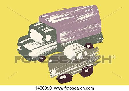 Illustrative image of truck and car against yellow background View Large Illustration Clipart - Illustrative image of truck and car against yellow background. Fotosearch