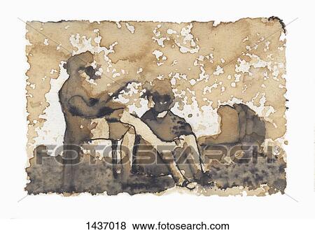Stock Illustration - Illustrative image of two people resting. Fotosearch
