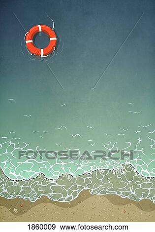 Life ring floating in ocean water View Large Photo Image Stock Photo - Life ring floating in ocean water. Fotosearch
