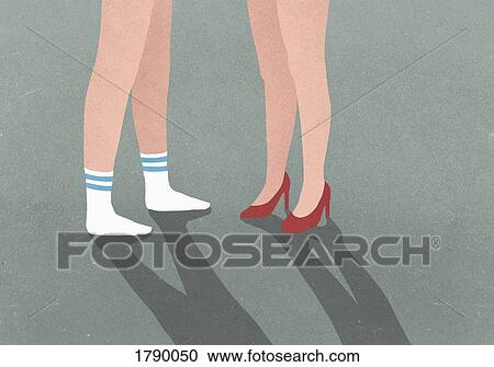 Low section man wearing sports socks and woman wearing high heels View Large Photo Image Stock Image - Low section man wearing sports socks and woman wearing high heels. Fotosearch