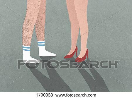 Low section man with hairy legs wearing sports socks and woman wearing high heels View Large Photo Image Stock Image - Low section man with hairy legs wearing sports socks and woman wearing high heels. Fotosearch