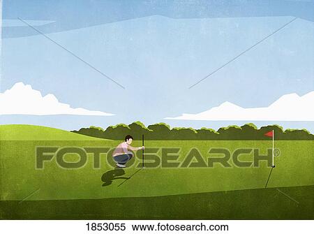 Male golfer preparing tee shot on sunny golf course View Large Photo Image Stock Photography - Male golfer preparing tee shot on sunny golf course. Fotosearch