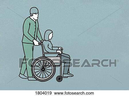 Male nurse pushing woman in wheelchair View Large Photo Image Stock Photo - Male nurse pushing woman in wheelchair. Fotosearch