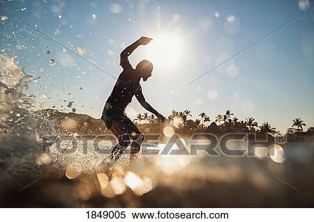 Male surfer riding wave on sunny summer ocean, Sayulita, Nayarit, Mexico View Large Photo Image Stock Photography - Male surfer riding wave on sunny summer ocean, Sayulita, Nayarit, Mexico. Fotosearch