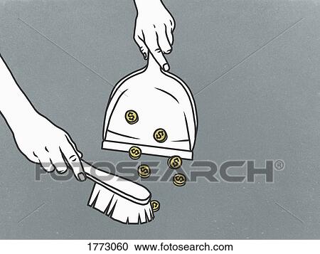 Man sweeping US currency coins into dustpan View Large Photo Image Stock Image - Man sweeping US currency coins into dustpan. Fotosearch