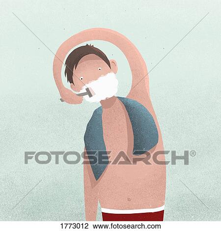 Man with outstretched arm shaving face View Large Photo Image Stock Image - Man with outstretched arm shaving face. Fotosearch