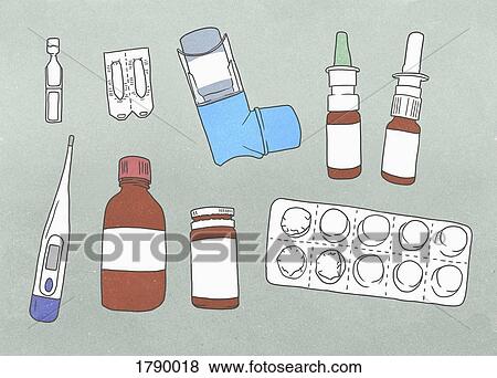 Medical supplies arranged against a gray background View Large Photo Image Stock Photo - Medical supplies arranged against a gray background. Fotosearch