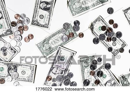 One and five dollar bills and coins on white background View Large Photo Image Stock Image - One and five dollar bills and coins on white background. Fotosearch