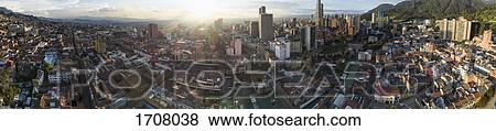 Panoramic view of cityscape during sunset, Bogota, Columbia View Large Photo Image Stock Photo - Panoramic view of cityscape during sunset, Bogota, Columbia. Fotosearch