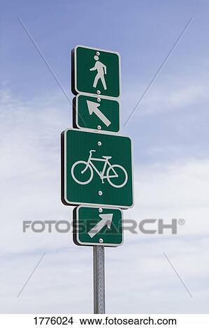 Pedestrian and bicycle road sign View Large Photo Image Picture - Pedestrian and bicycle road sign. Fotosearch