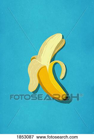 Peeled banana on blue background View Large Photo Image Stock Photo - Peeled banana on blue background. Fotosearch