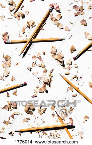 Pencils and shavings on white background View Large Photo Image Picture - Pencils and shavings on white background. Fotosearch
