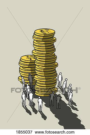People looking up at tall stack of Euro cons View Large Photo Image Stock Photo - People looking up at tall stack of Euro cons. Fotosearch