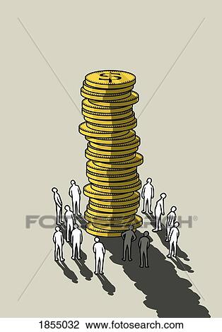 People looking up at tall stack of US Currency coins View Large Photo Image Stock Image - People looking up at tall stack of US Currency coins. Fotosearch
