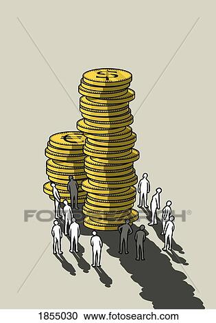 People looking up at tall stacks of coins View Large Photo Image Stock Image - People looking up at tall stacks of coins. Fotosearch