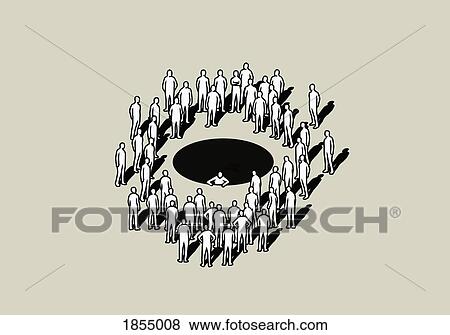 People surrounding black hole with man climbing out View Large Photo Image Stock Photo - People surrounding black hole with man climbing out. Fotosearch