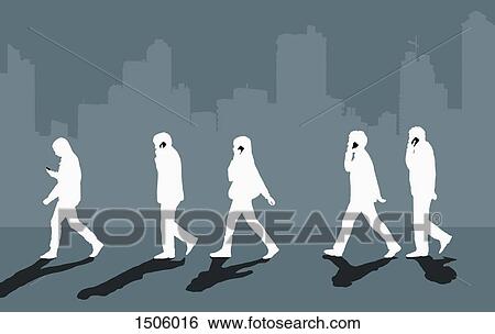 People using phone while walking by city View Large Photo Image Stock Photograph - People using phone while walking by city. Fotosearch