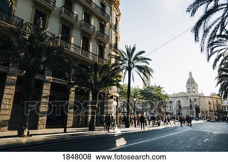 People walking around Plaza del Ayuntamiento, Valencia, Spain View Large Photo Image Stock Photo - People walking around Plaza del Ayuntamiento, Valencia, Spain. Fotosearch