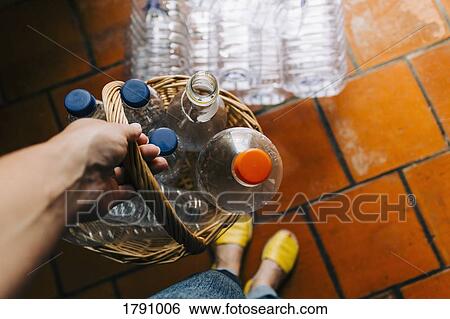 Personal perspective woman recycling plastic in basket View Large Photo Image Stock Photograph - Personal perspective woman recycling plastic in basket. Fotosearch