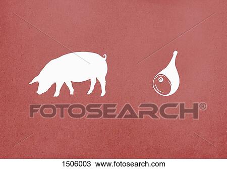 Pig and pork meat on red background View Large Photo Image Stock Image - Pig and pork meat on red background. Fotosearch