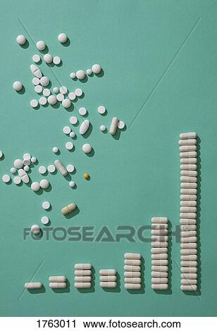 Pills scattered above capsules forming ascending bar graph on green backgrounds View Large Photo Image Stock Image - Pills scattered above capsules forming ascending bar graph on green backgrounds. Fotosearch