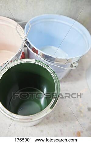 Pink, blue and green paint in paint cans View Large Photo Image Stock Image - Pink, blue and green paint in paint cans. Fotosearch