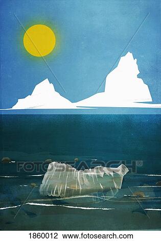 Plastic bottle floating in ocean water View Large Photo Image Stock Image - Plastic bottle floating in ocean water. Fotosearch
