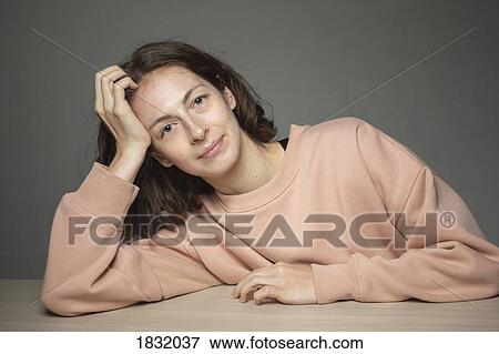 Portrait smiling, confident woman View Large Photo Image Stock Photo - Portrait smiling, confident woman. Fotosearch