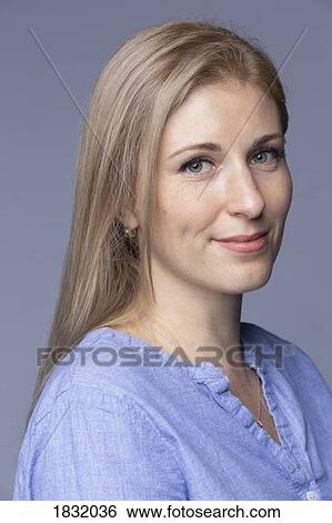 Stock Photograph - Portrait smiling, confident woman. Fotosearch