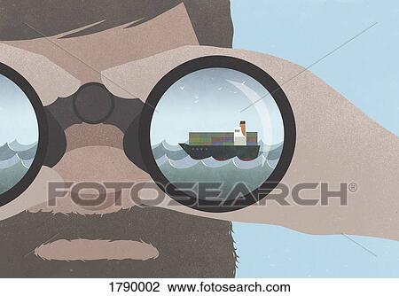 Reflection of a ship in binoculars held by a man with a beard View Large Photo Image Stock Image - Reflection of a ship in binoculars held by a man with a beard. Fotosearch