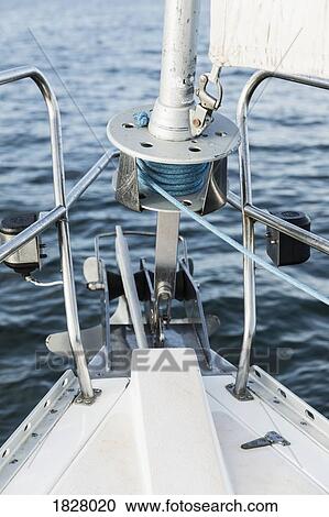 Sailboat bow equipment View Large Photo Image Stock Image - Sailboat bow equipment. Fotosearch