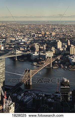 Scenic cityscape view, New York City and bridges, New York, USA View Large Photo Image Stock Photography - Scenic cityscape view, New York City and bridges, New York, USA. Fotosearch