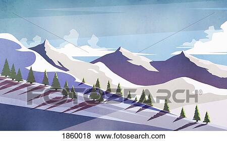 Scenic view sunny, snowy mountain landscape View Large Photo Image Stock Photo - Scenic view sunny, snowy mountain landscape. Fotosearch