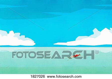 Serene woman floating on back in sunny turquoise ocean View Large Photo Image Stock Photograph - Serene woman floating on back in sunny turquoise ocean. Fotosearch