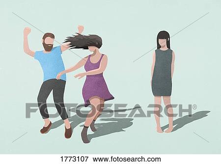 Shy woman watching carefree couple dancing View Large Photo Image Stock Photo - Shy woman watching carefree couple dancing. Fotosearch