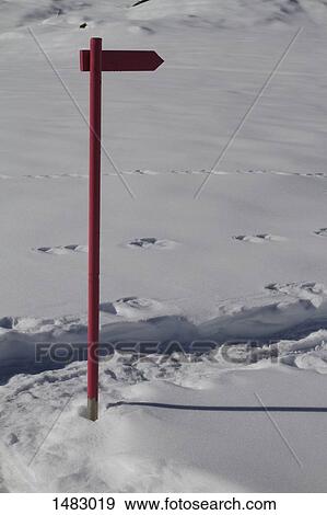 Sign board on snow covered field during winter View Large Photo Image Stock Photo - Sign board on snow covered field during winter. Fotosearch