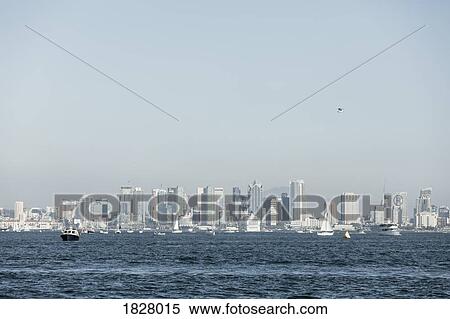 Stock Photography - Sunny waterfront cityscape view, San Diego, California, USA. Fotosearch